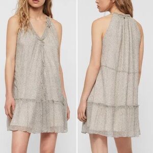 AllSaints Cream and Gray Dotted Dress